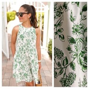 Gal Meets Glam Green White Floral Print Tiered Lisa Dress